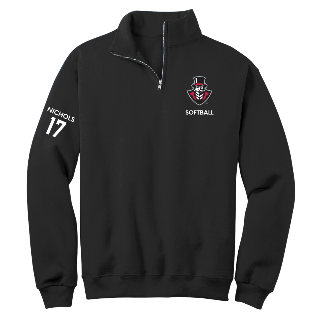 Austin Peay State University Softball Black Quarter-Zip - #17 Emberly Nichols