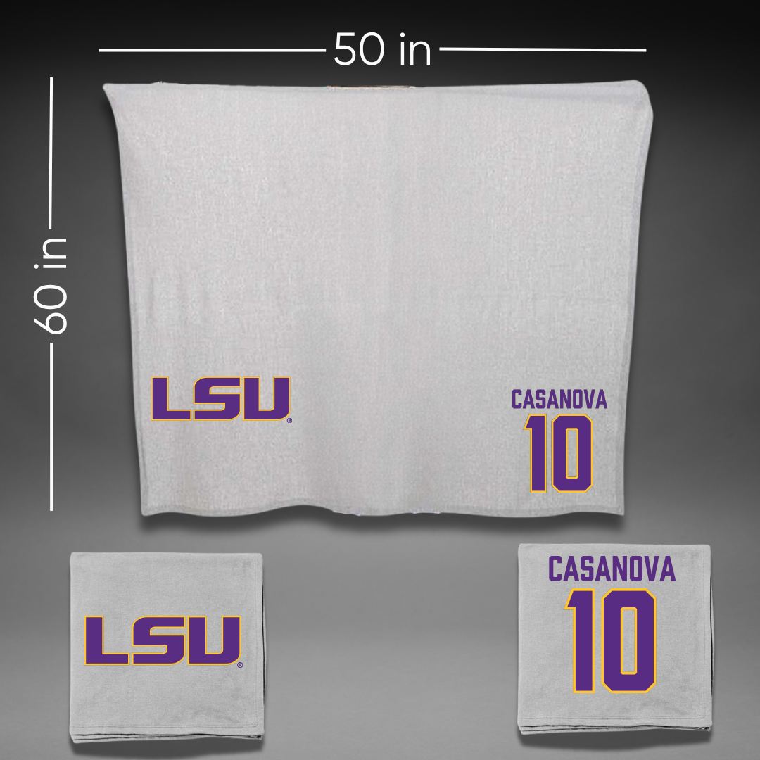 Louisiana State University Softball Gray Blanket - #10 Emilee Casanova