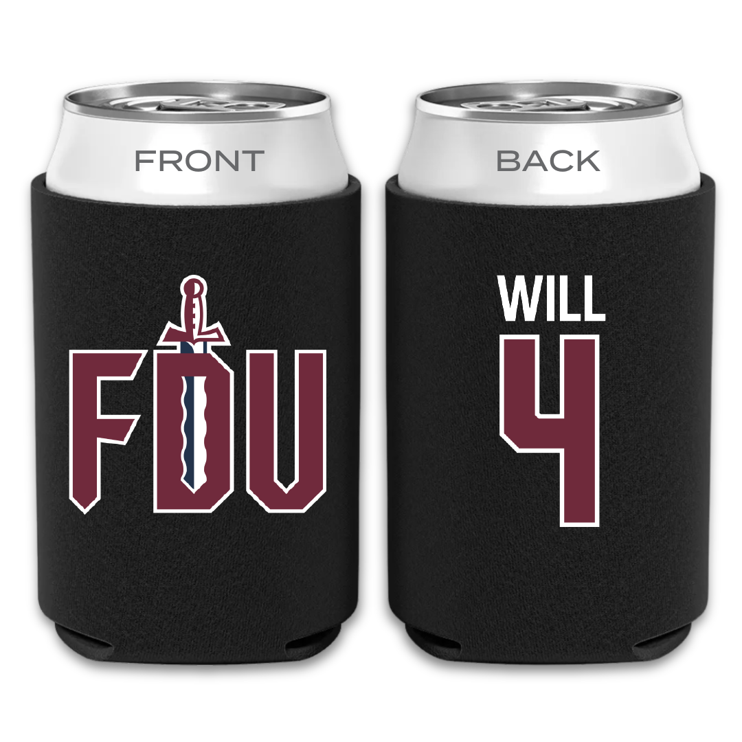 Fairleigh Dickinson University-Metropolitan Campus Baseball Black Can Cooler - #4 Zack Will