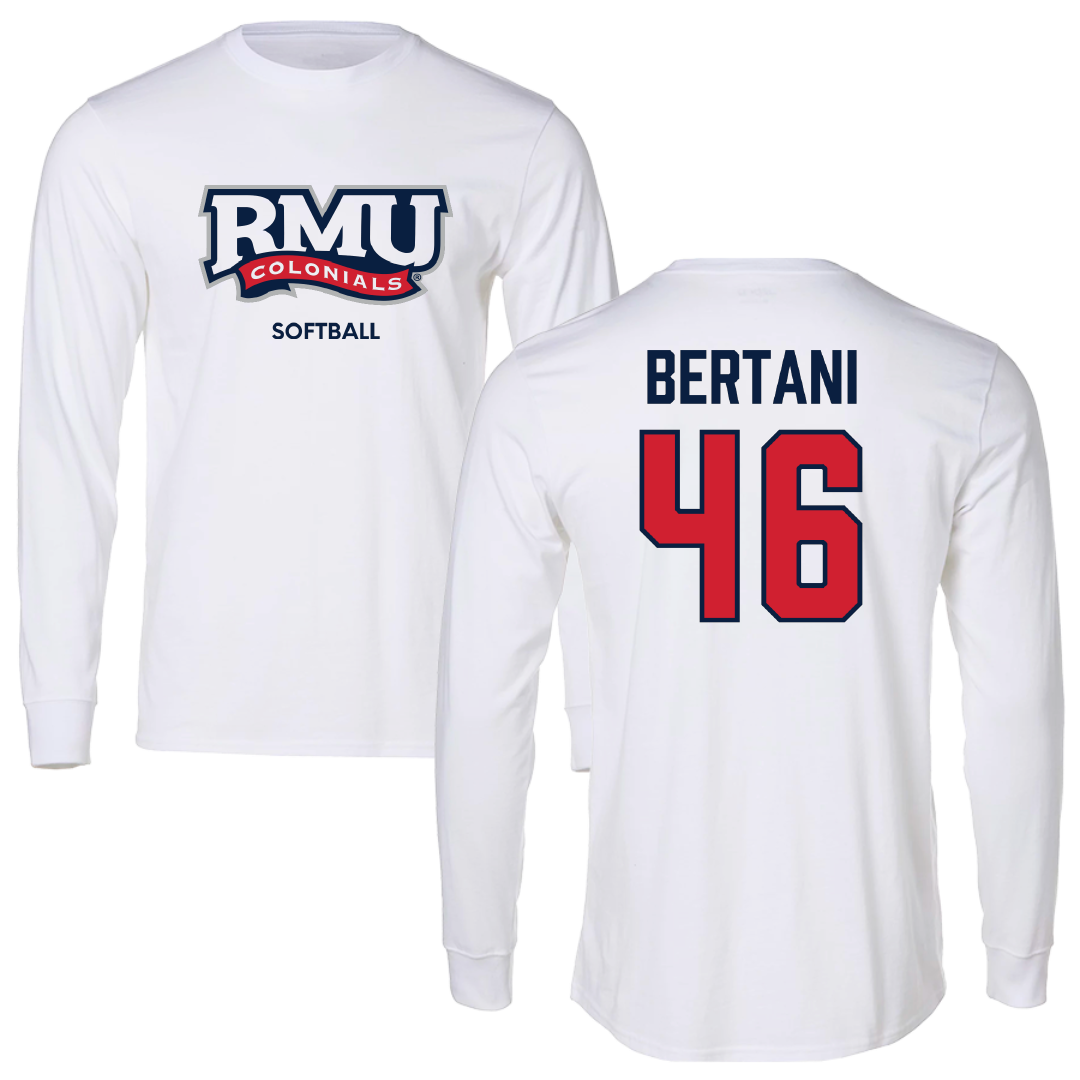 Robert Morris University Softball White Performance Long Sleeve - #46 Bailee Bertani