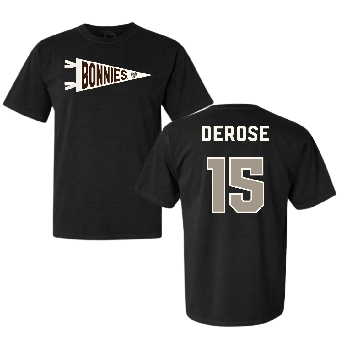 St. Bonaventure University Basketball Black Pennant Comfort Colors Tee - #15 Jack DeRose