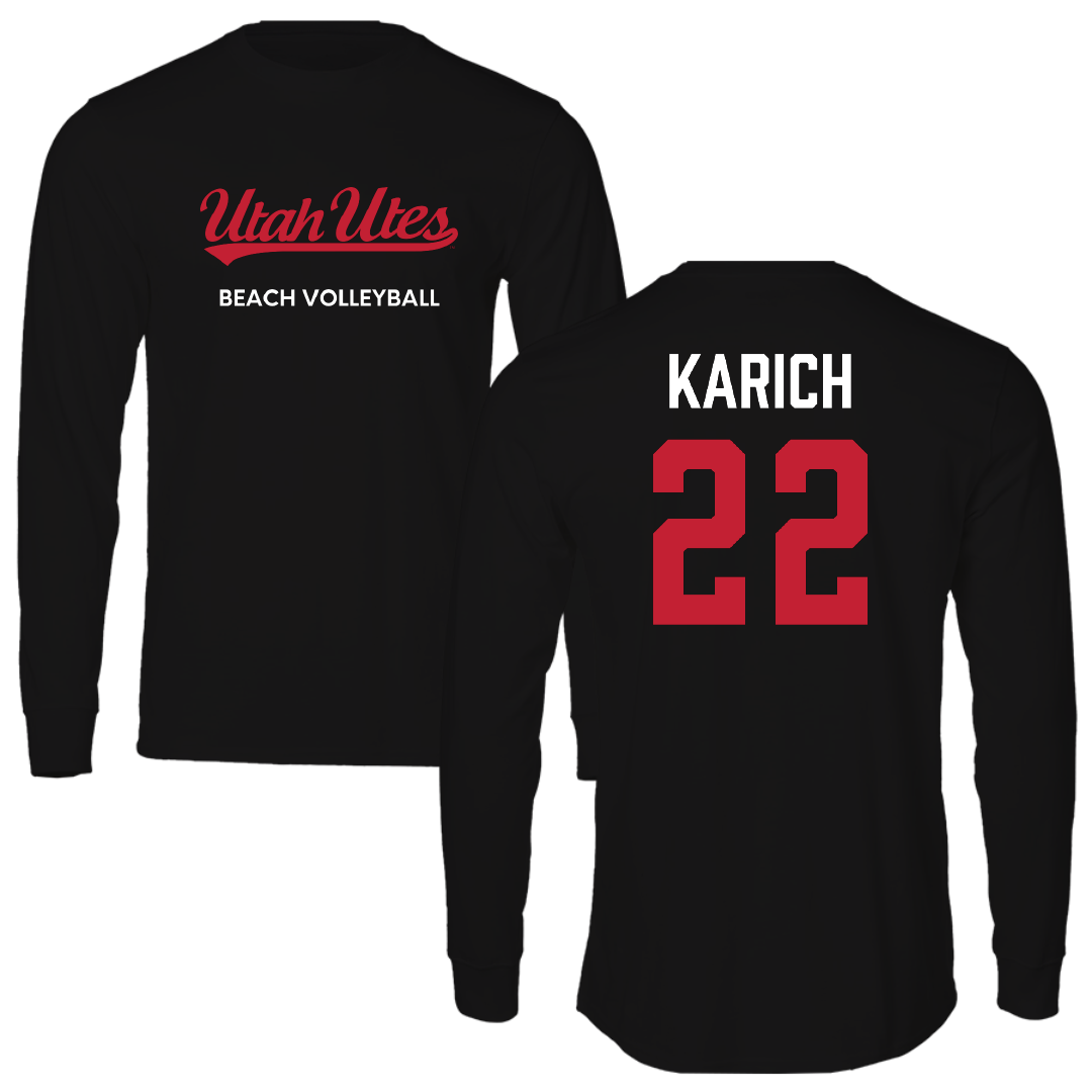 University of Utah Beach Volleyball Black Utes Long Sleeve - #22 Abby Karich
