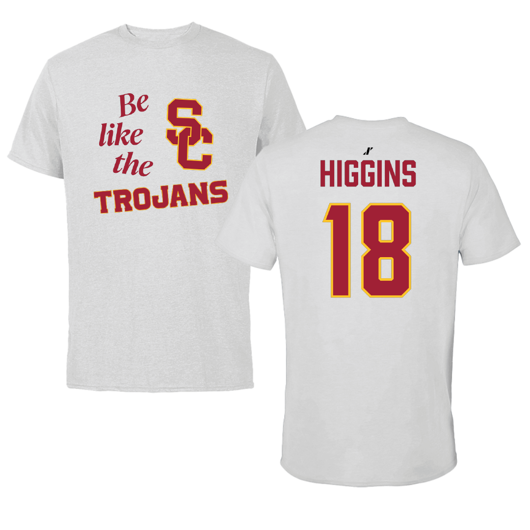 University of Southern California Baseball Light Gray Be Like Us Tee - #18 Kade Higgins