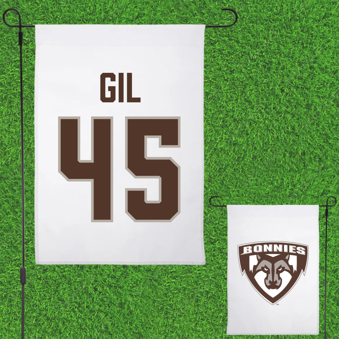 St. Bonaventure University Baseball White Garden Flag - #45 Samuel Gil
