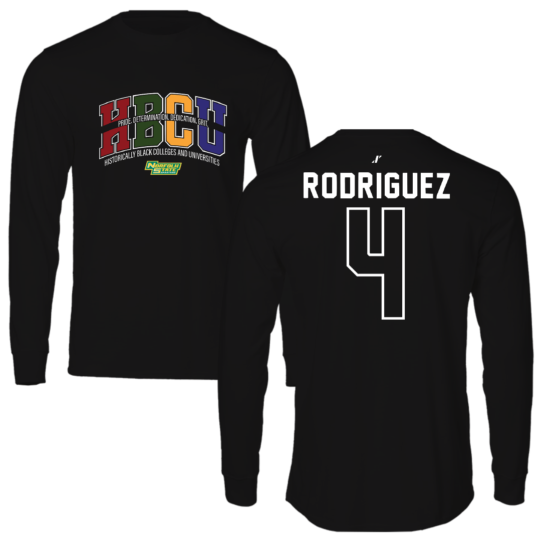 Norfolk State University Baseball Black HBCU Performance Long Sleeve - #4 Raphael Rodriguez