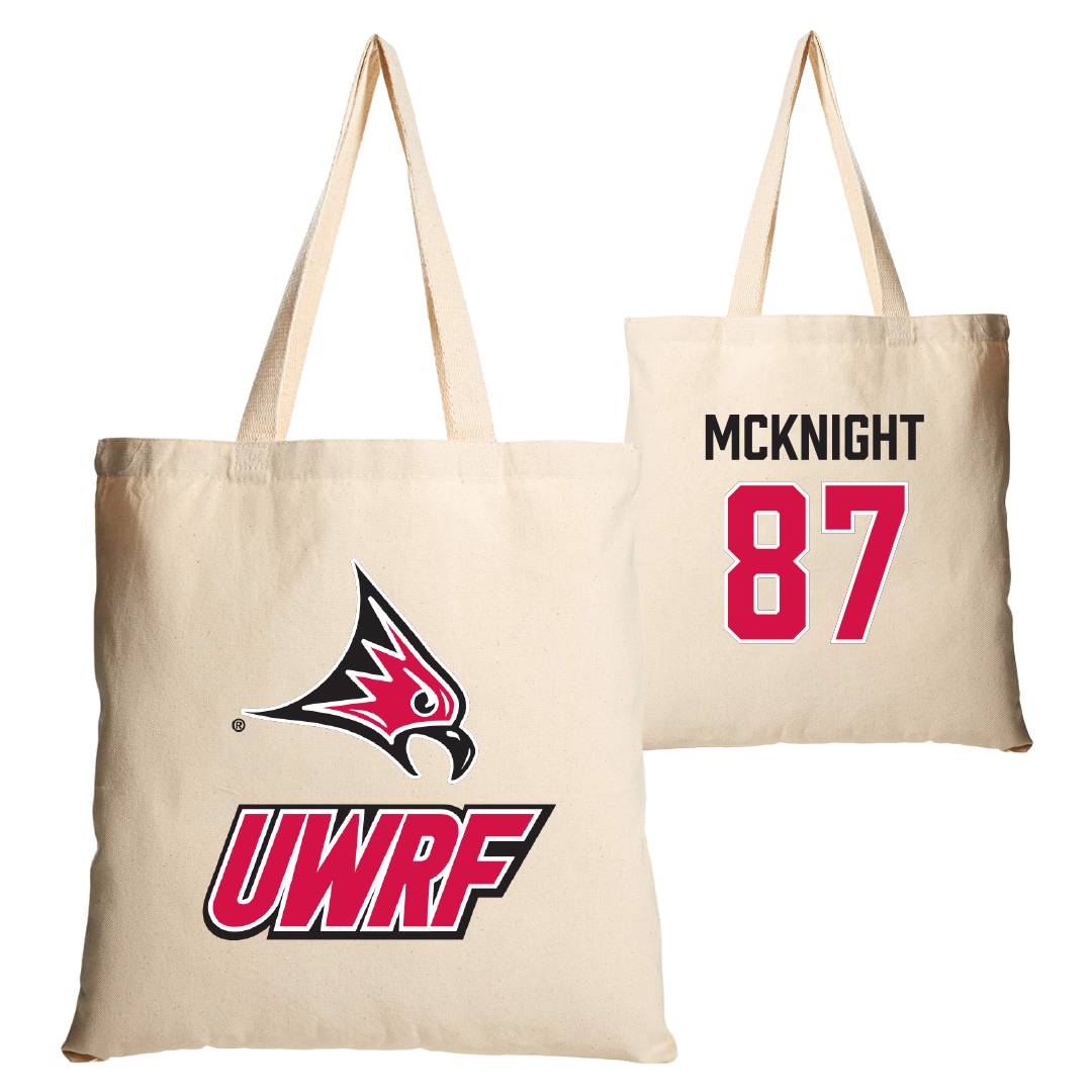 University of Wisconsin-River Falls Football Tan Canvas Tote Bag - #87 Brody McKnight