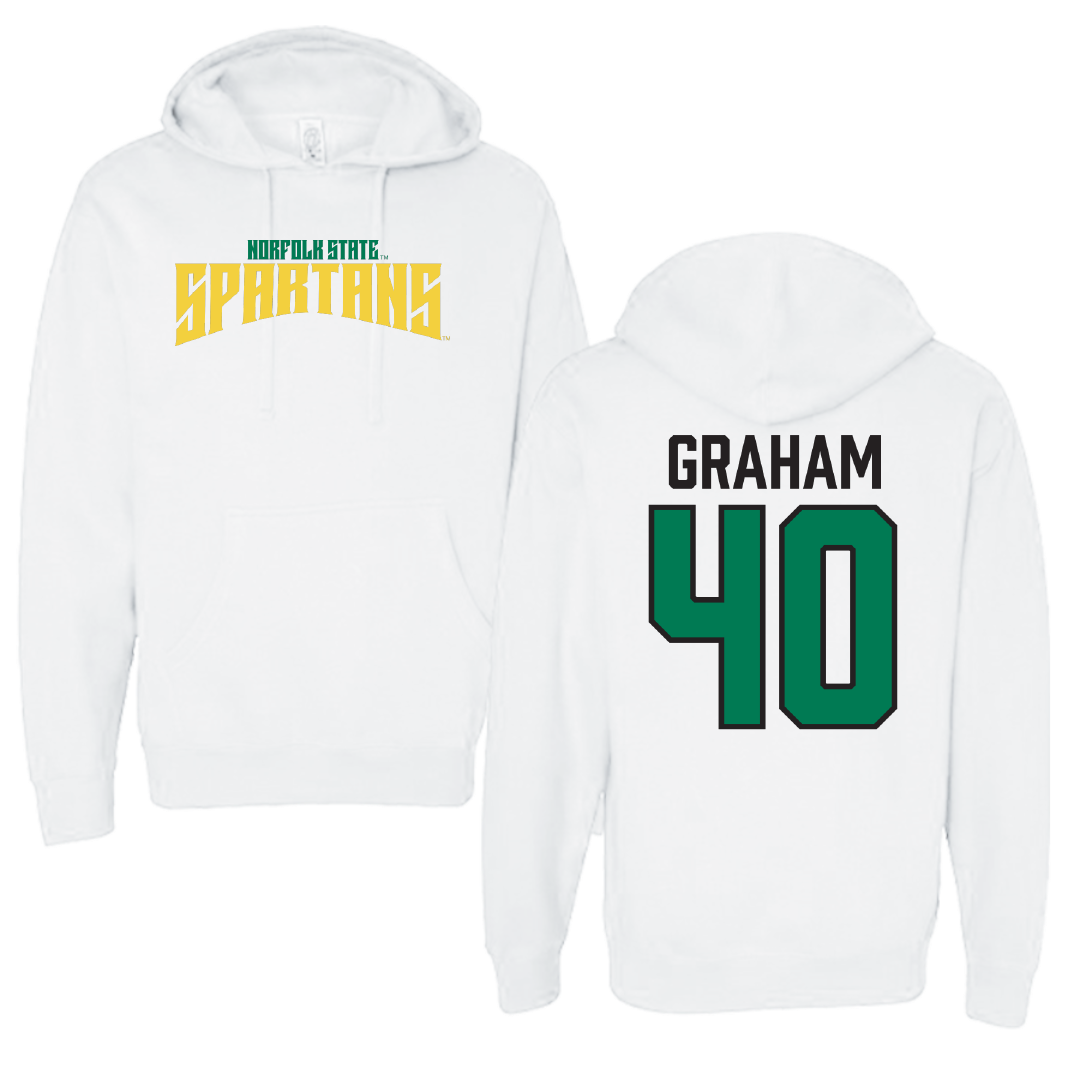 Norfolk State University Football White Classic Hoodie - #40 Xavier Graham