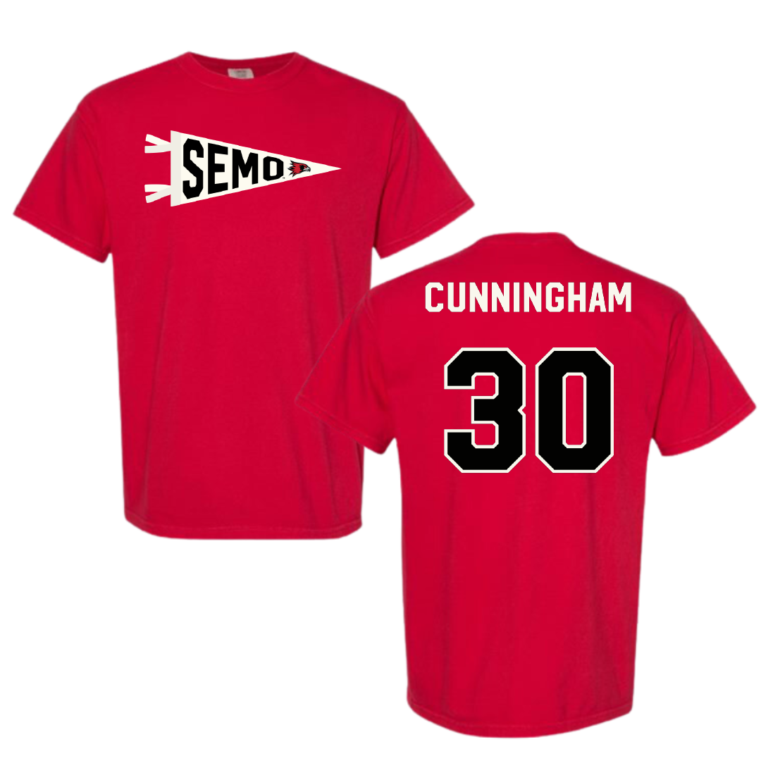 Southeast Missouri State University Football Red Pennant Comfort Colors Tee - #30 Judd Cunningham