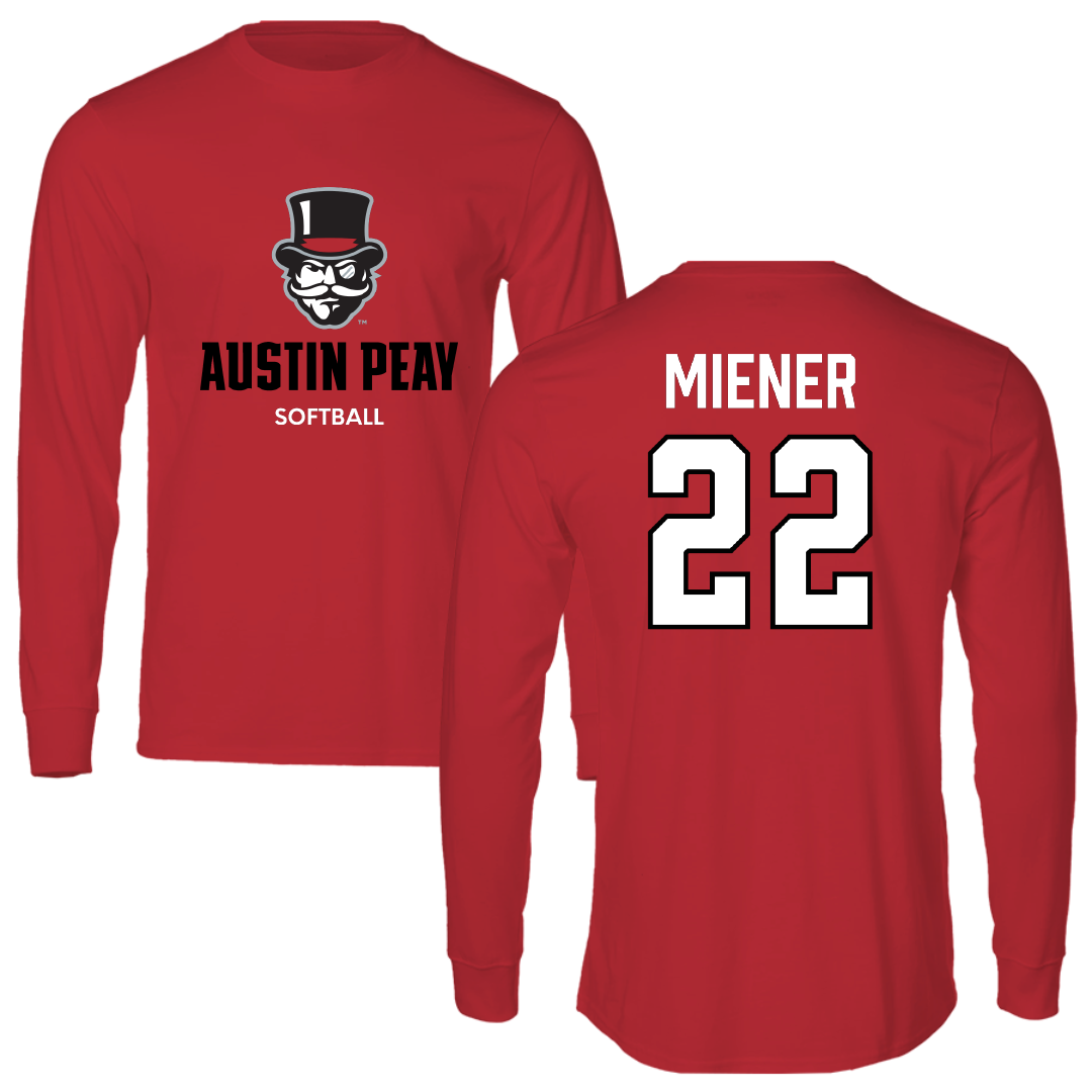 Austin Peay State University Softball Red Mascot Long Sleeve - #22 Samantha Miener