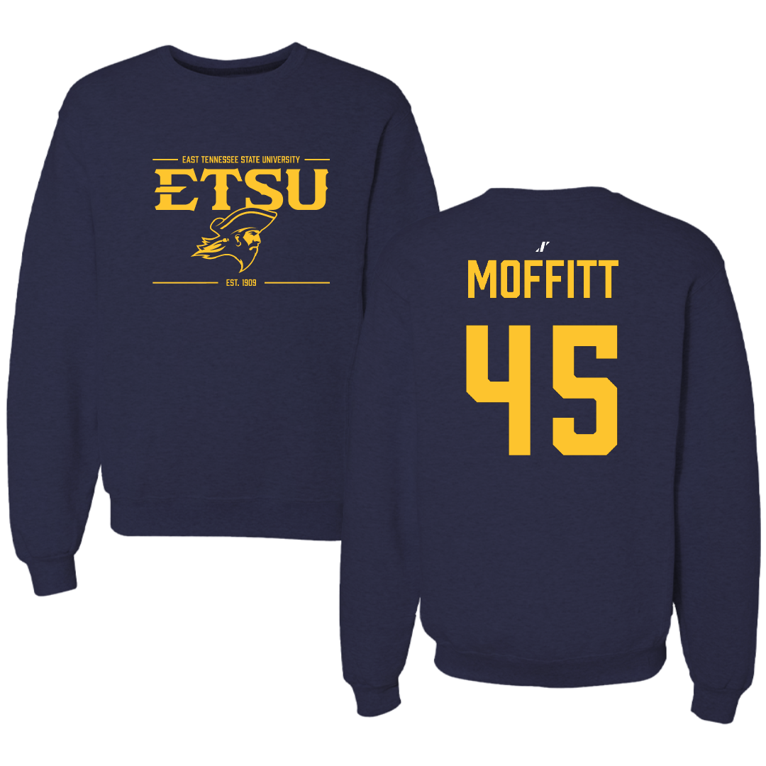 East Tennessee State University Football Navy General Crewneck - #45 Trevor Moffitt