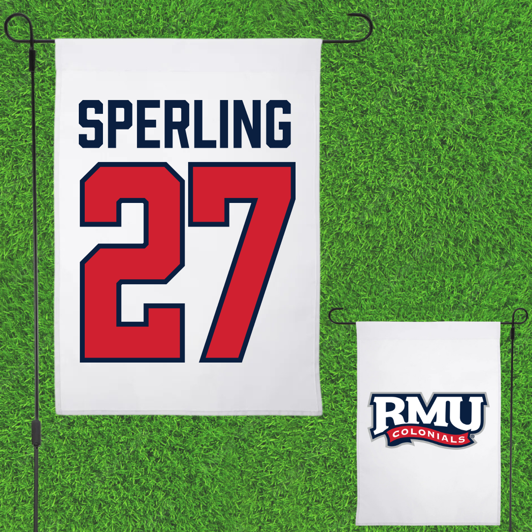 Robert Morris University Ice Hockey White Garden Flag - #27 Chace Sperling