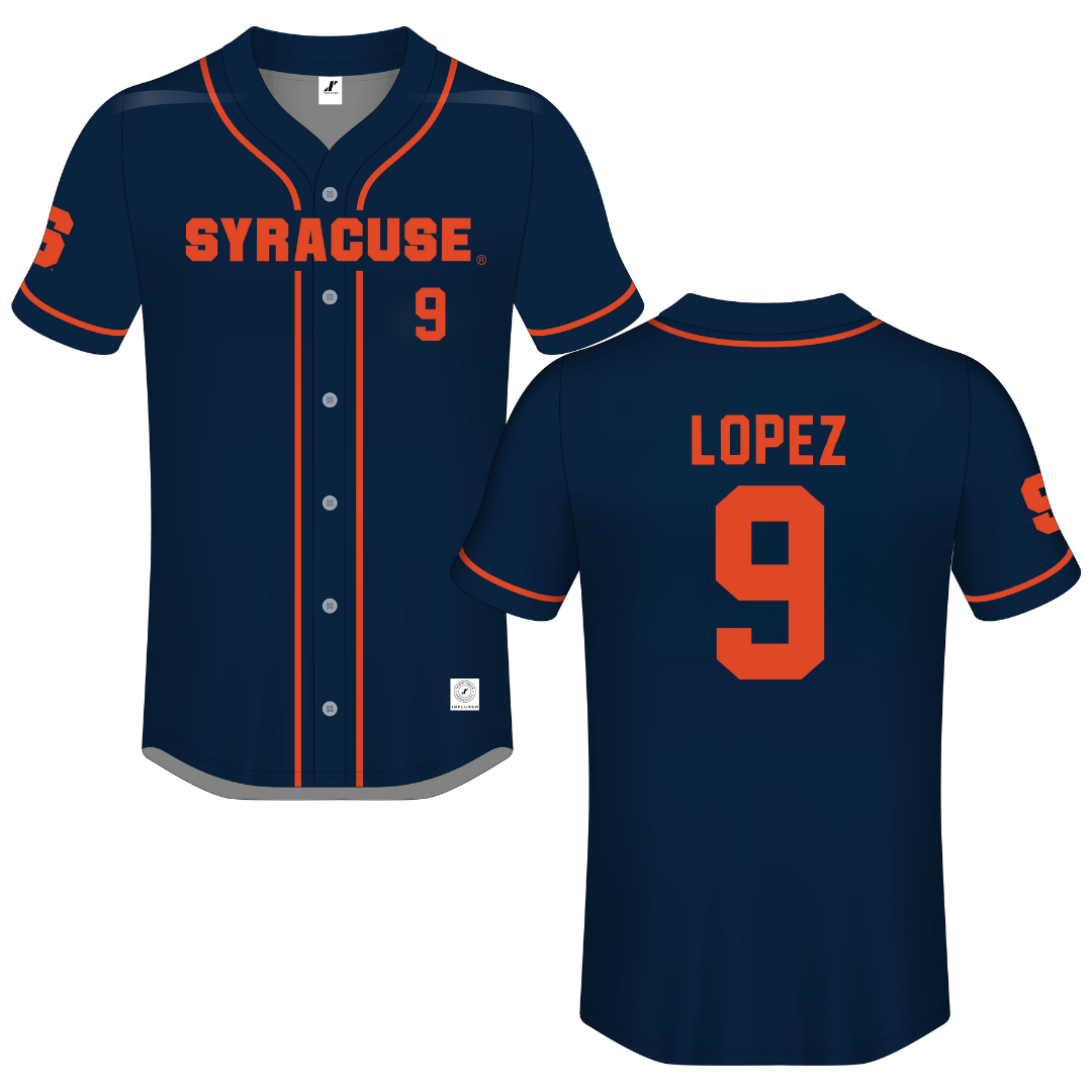 Syracuse University Navy Button-Down Jersey - #9 Madelyn Lopez