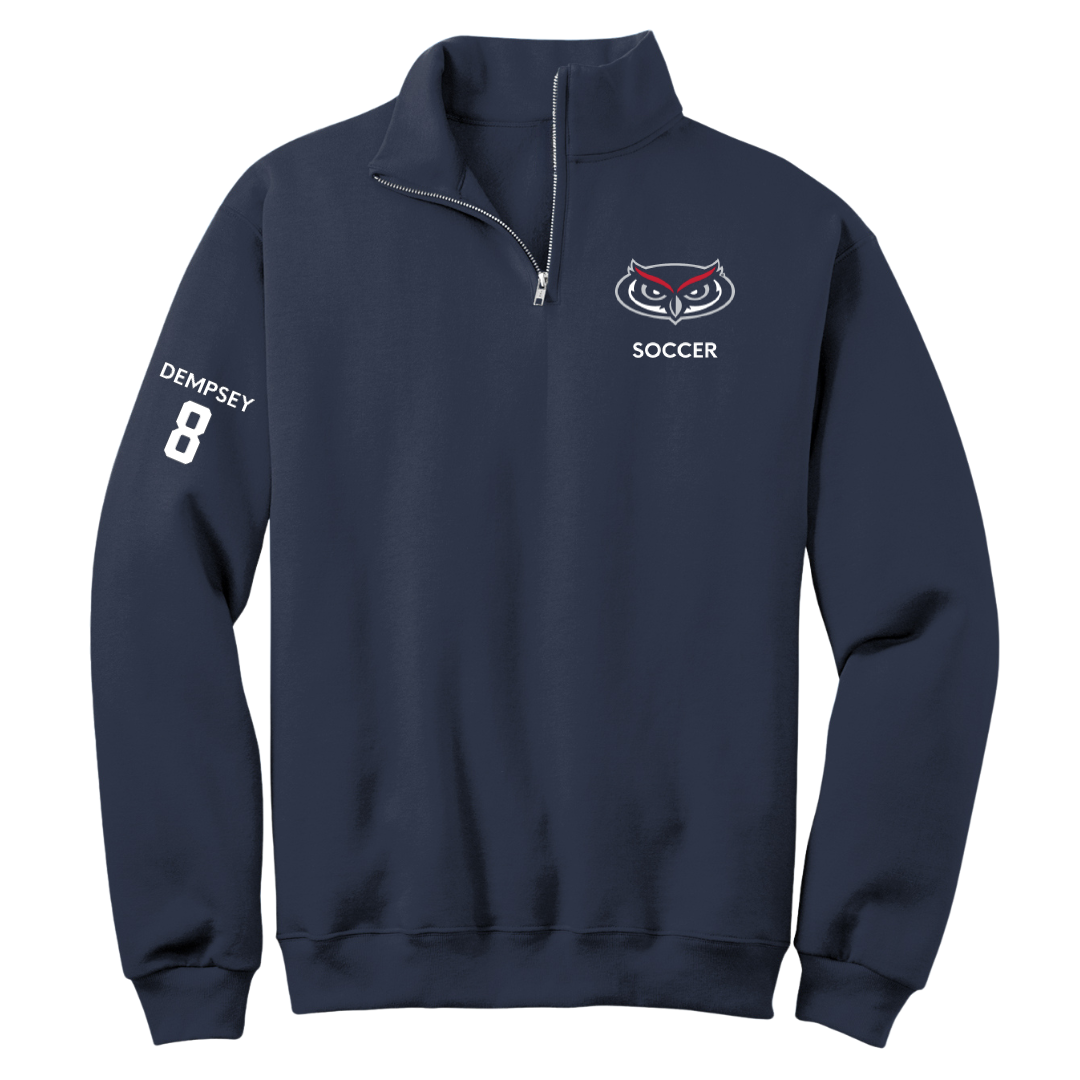Florida Atlantic University Soccer (W) Navy Quarter-Zip - #8 Drew Dempsey