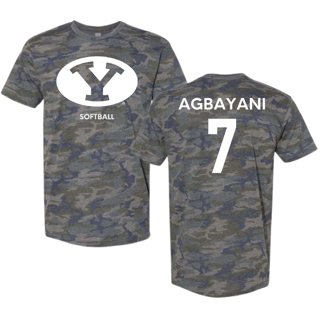 Brigham Young University Softball Vintage Camo Tee - #7 Aleia Agbayani