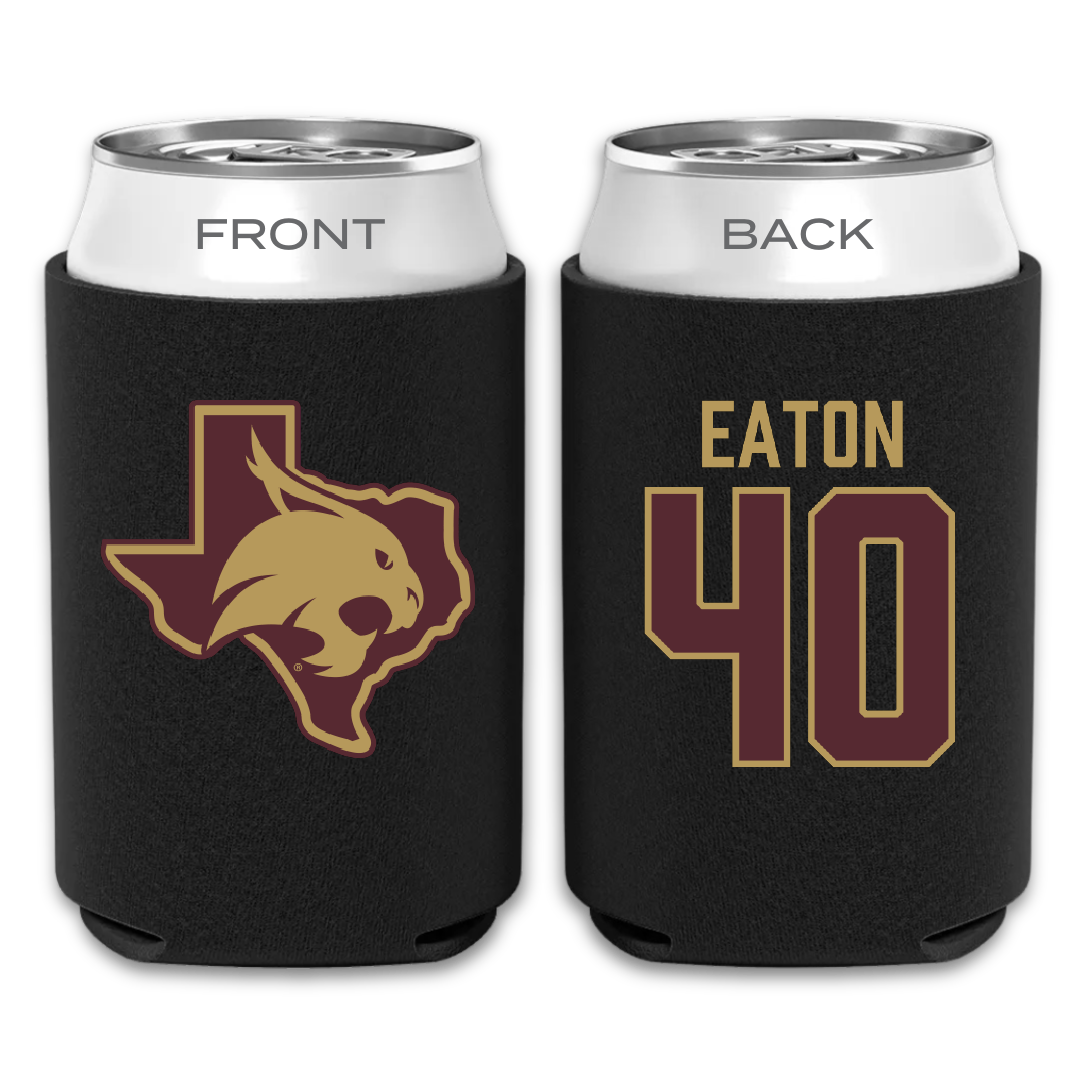 Texas State University Baseball Black Can Cooler - #40 Austin Eaton