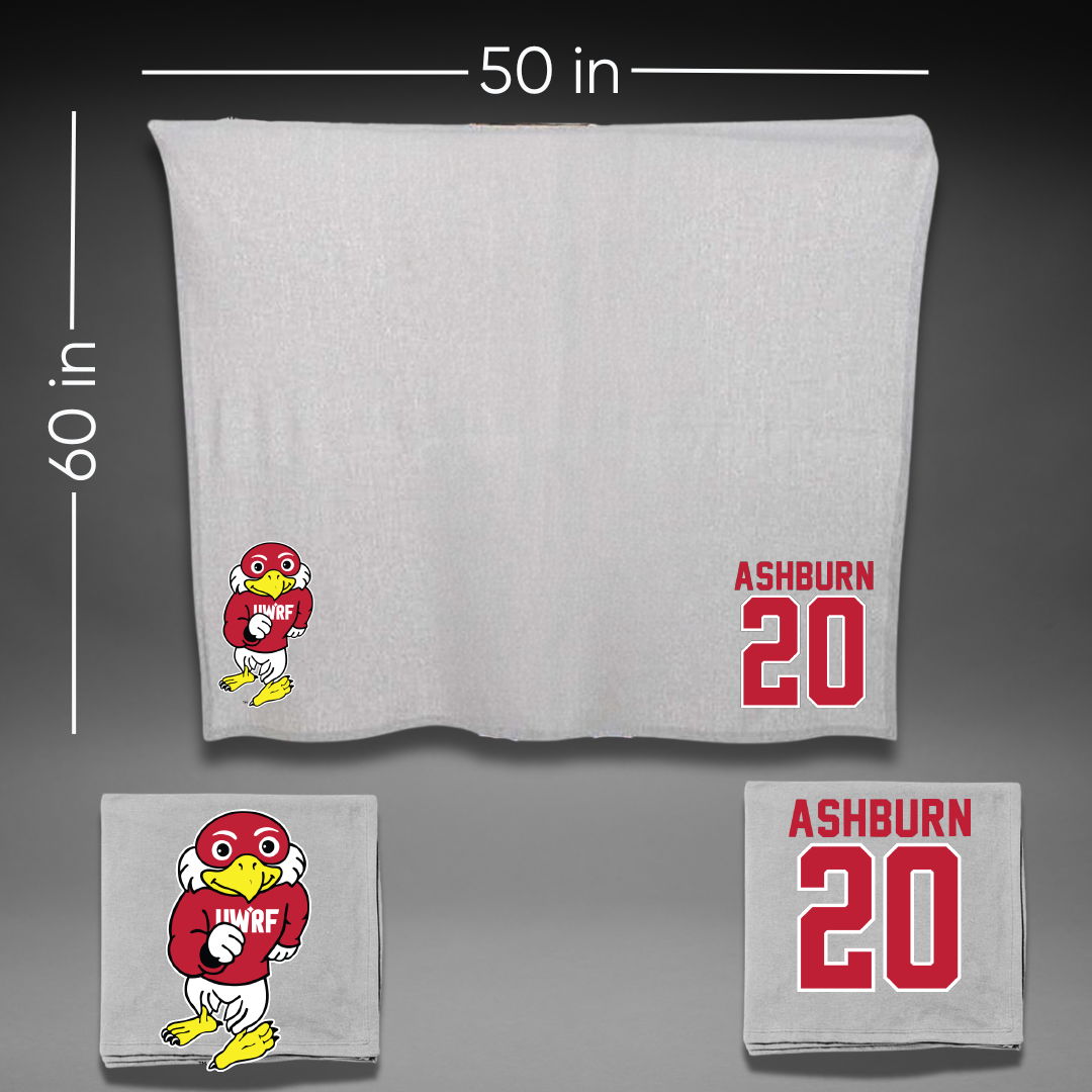 University of Wisconsin-River Falls Football Gray Blanket - #20 Riley Ashburn
