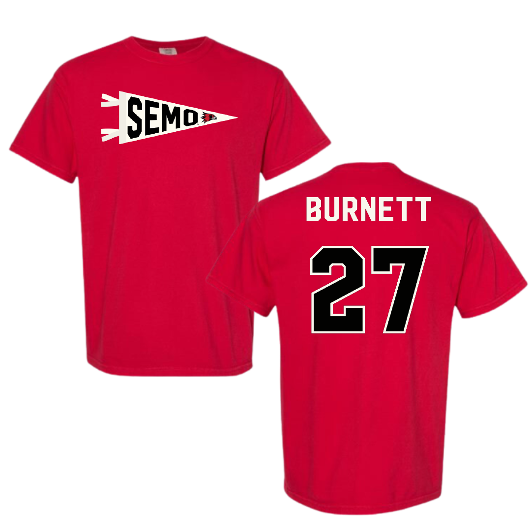 Southeast Missouri State University Softball Red Pennant Comfort Colors Tee - #27 Hailey Burnett