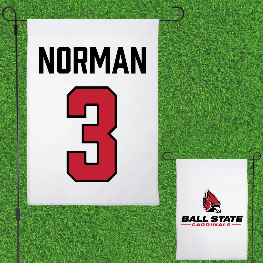 Ball State University Basketball White Garden Flag - #3 Karsyn Norman