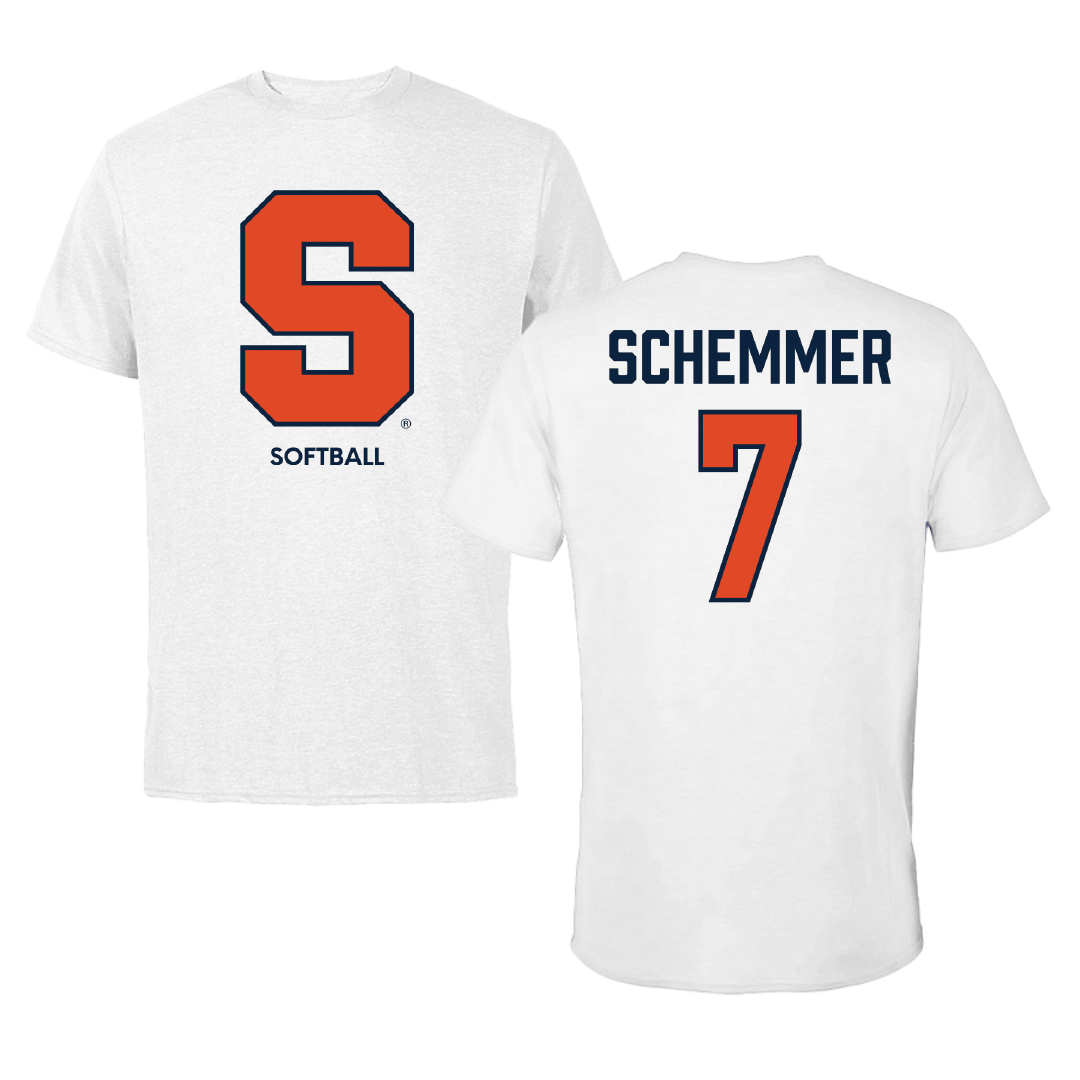 Syracuse University Softball White Performance Tee - #7 Peyton Schemmer