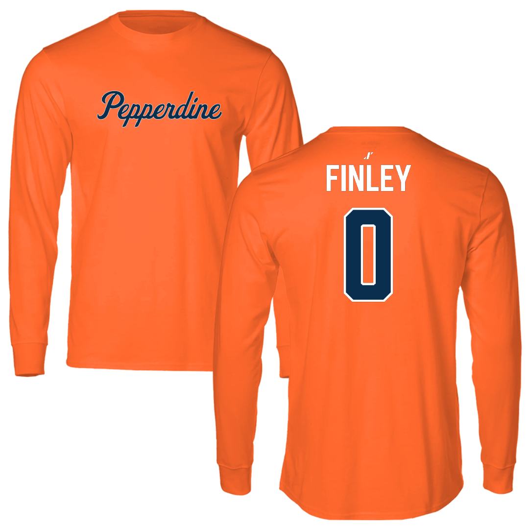 Pepperdine University Basketball Orange Performance Long Sleeve - #0 Ivory Finley