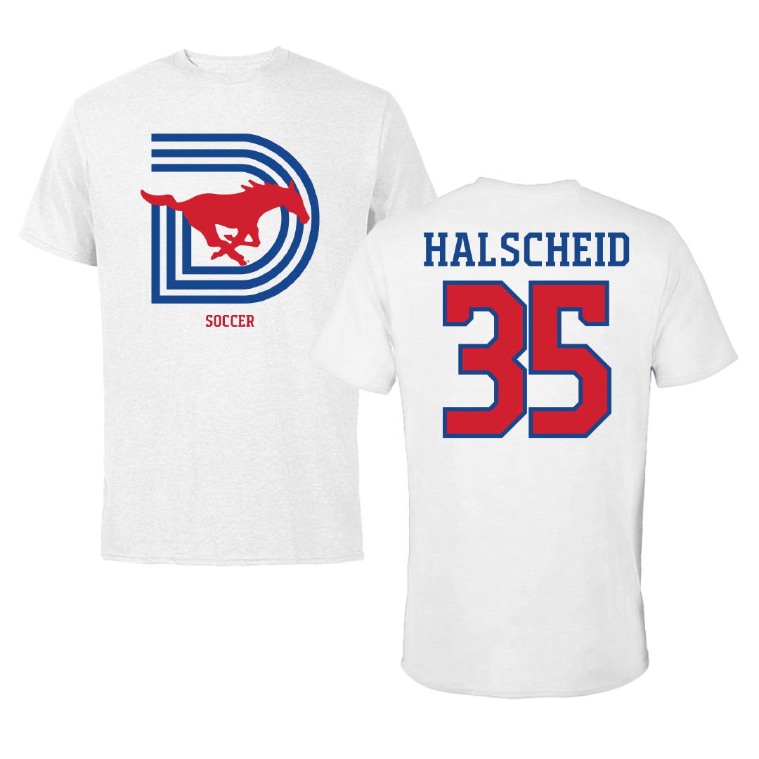 Southern Methodist University Soccer (W) White Performance Tee - #35 Hayden Halscheid
