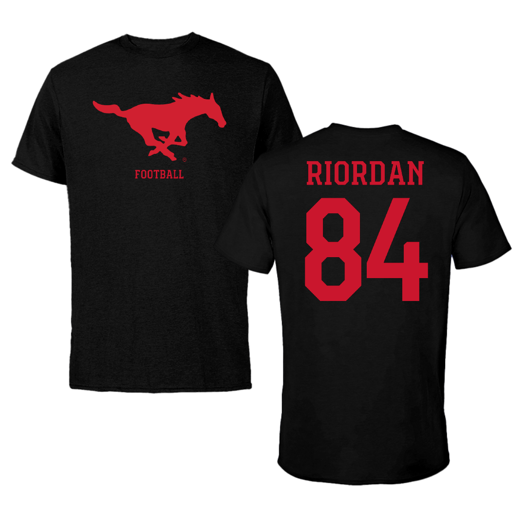 Southern Methodist University Football Black Tee - #84 Tripp Riordan