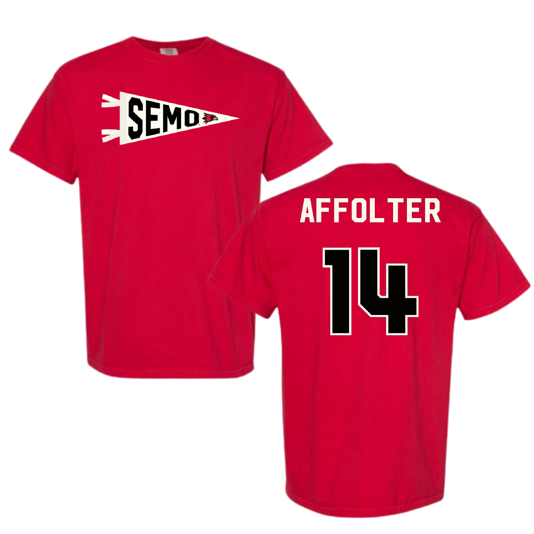 Southeast Missouri State University Softball Red Pennant Comfort Colors Tee - #14 Brittany Affolter