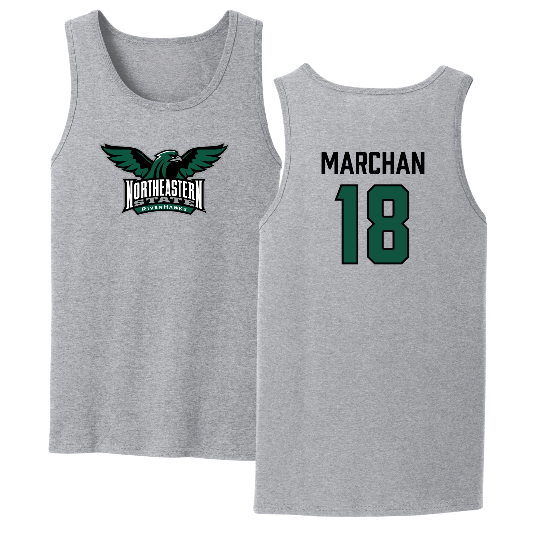 Northeastern State University Soccer Sport Gray Tank Top - #18 Edson Marchan