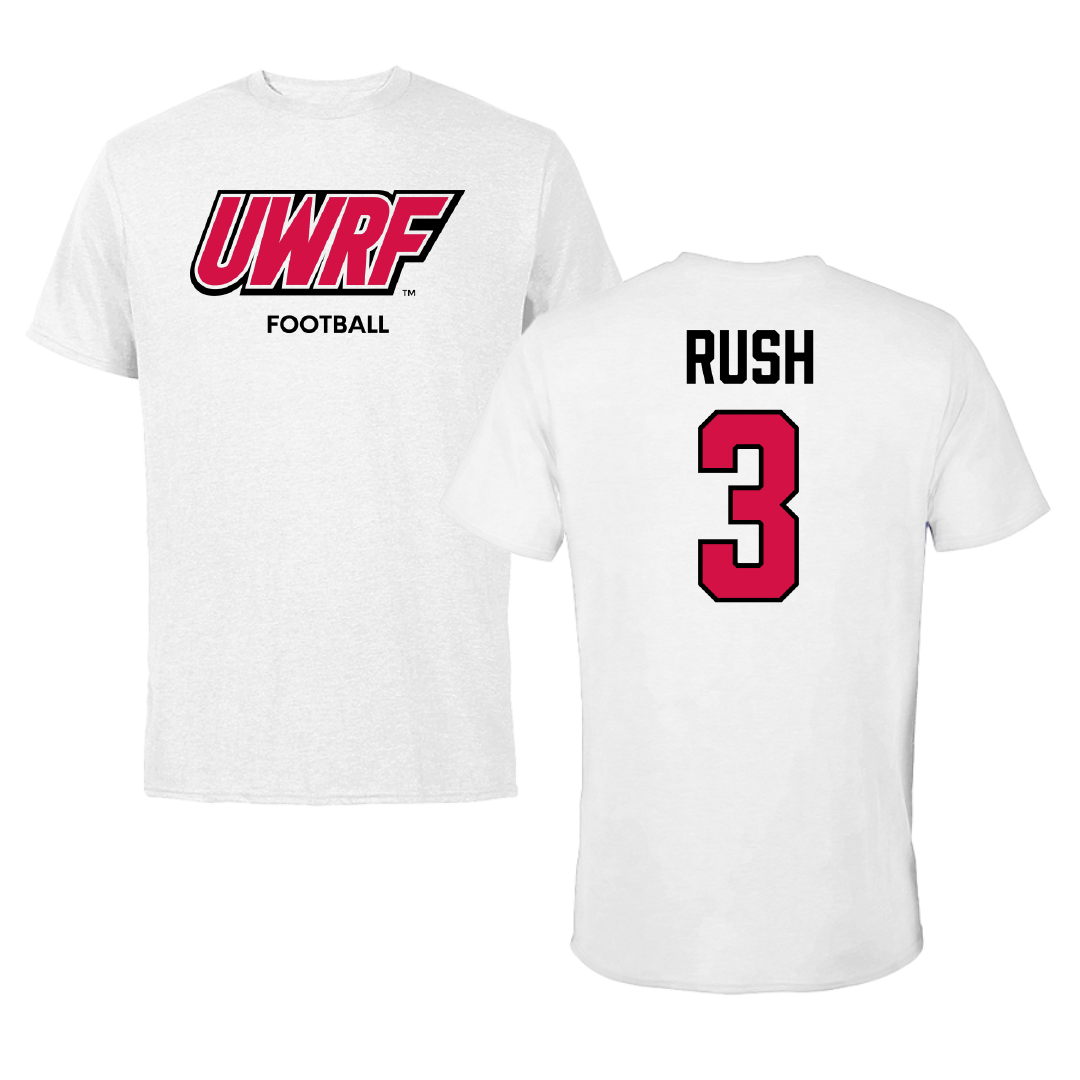 University of Wisconsin-River Falls Football White Block Tee - #3 Austin Rush