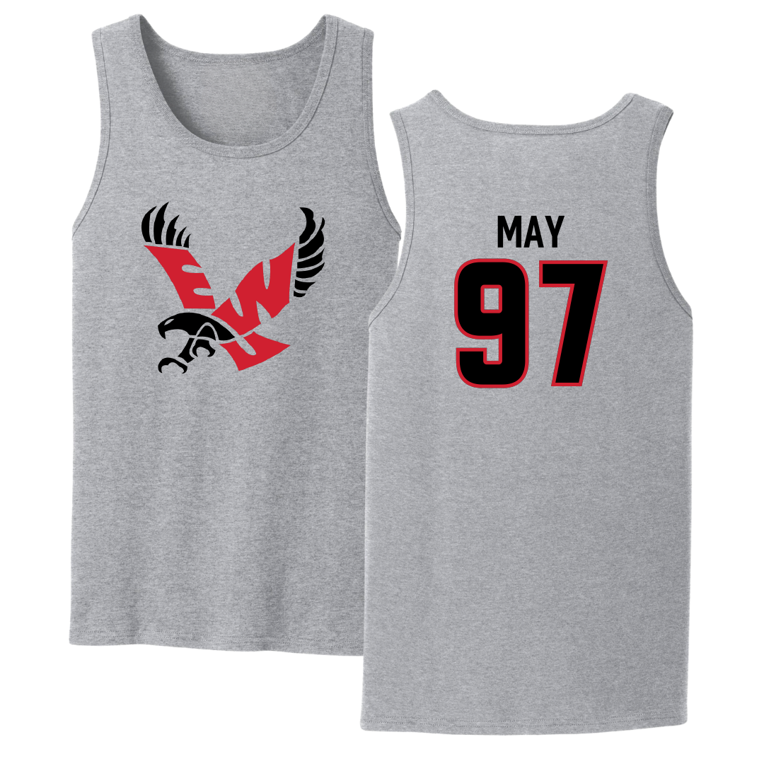 Eastern Washington University Football Sport Gray Tank Top - #97 Tariq May