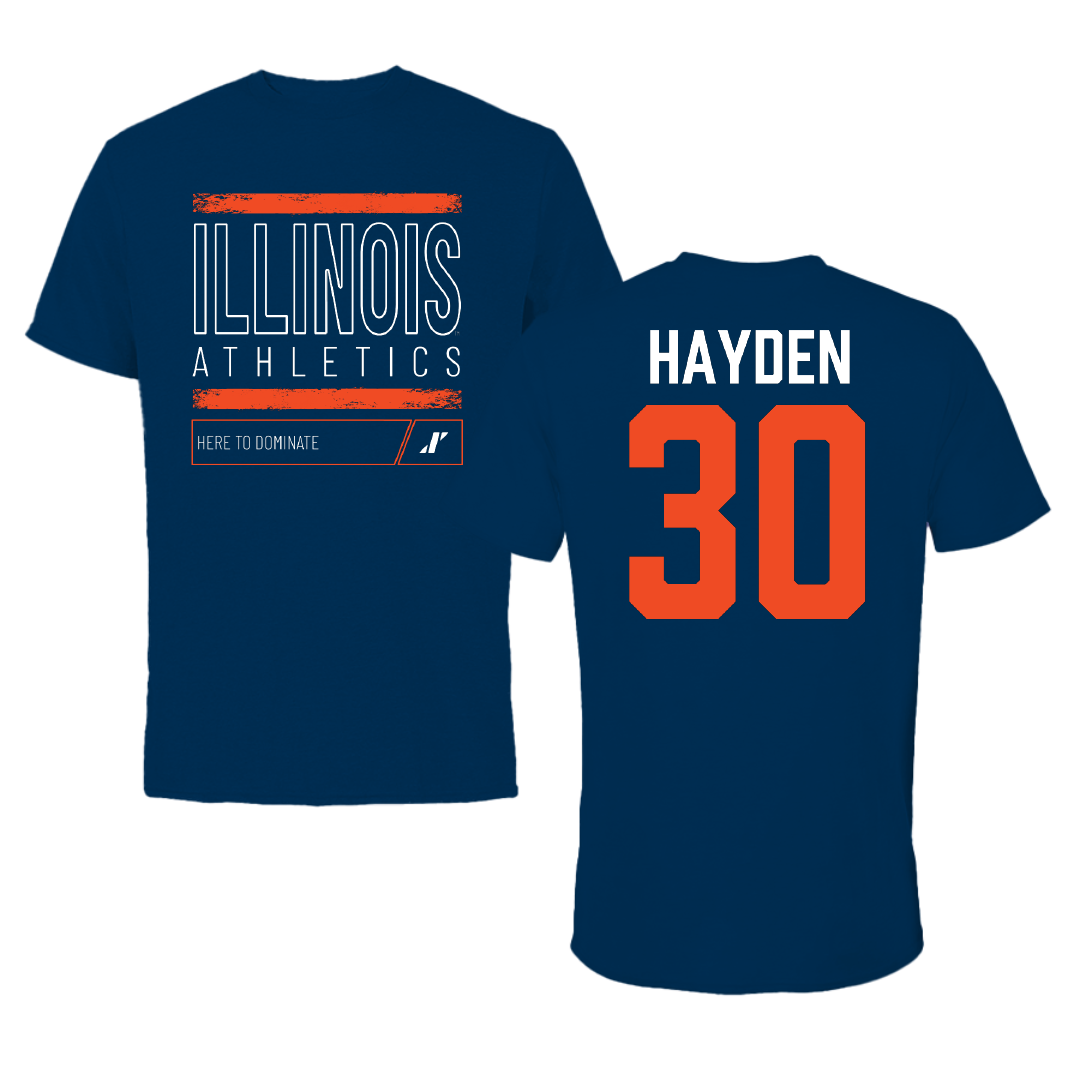 University of Illinois Football Navy Dominate Performance Tee - #30 Jojo Hayden