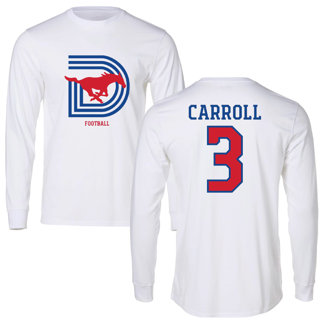Southern Methodist University Football White Long Sleeve - #3 Jamarion Carroll