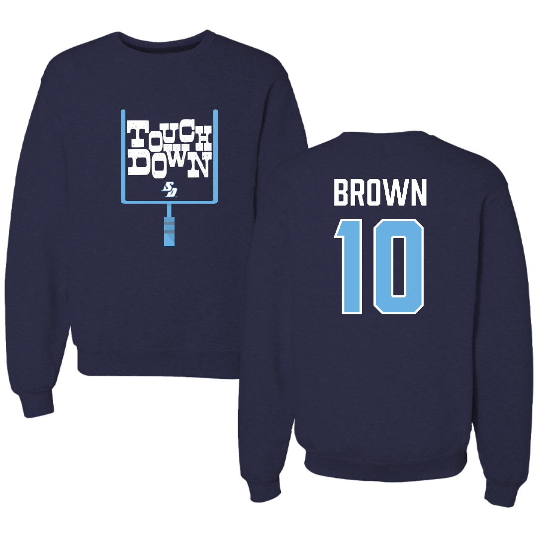University of San Diego Football Navy Touchdown Crewneck - #10 Nathan Brown