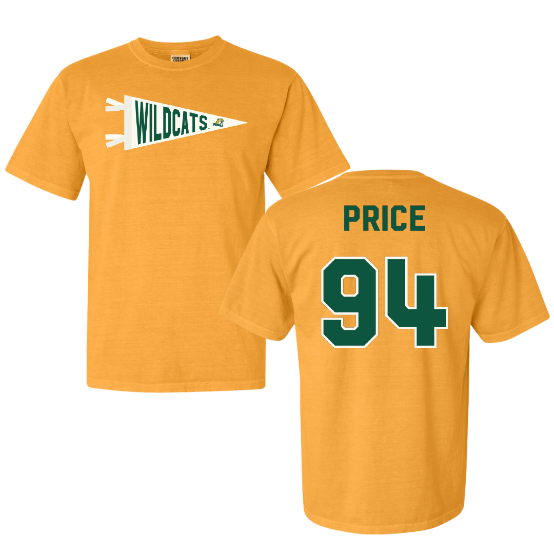 Northern Michigan University Football Gold Pennant Comfort Colors Tee - #94 Jake Price