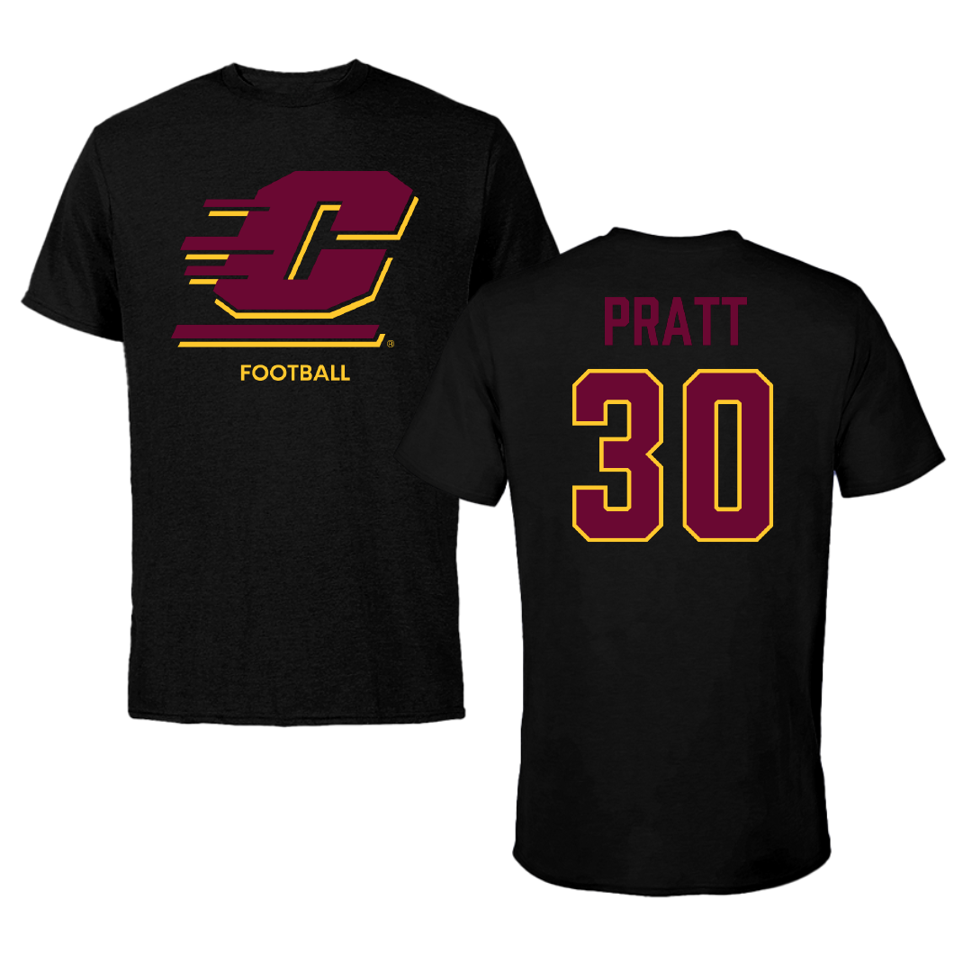 Central Michigan University Football Black Tee - #30 Ben Pratt