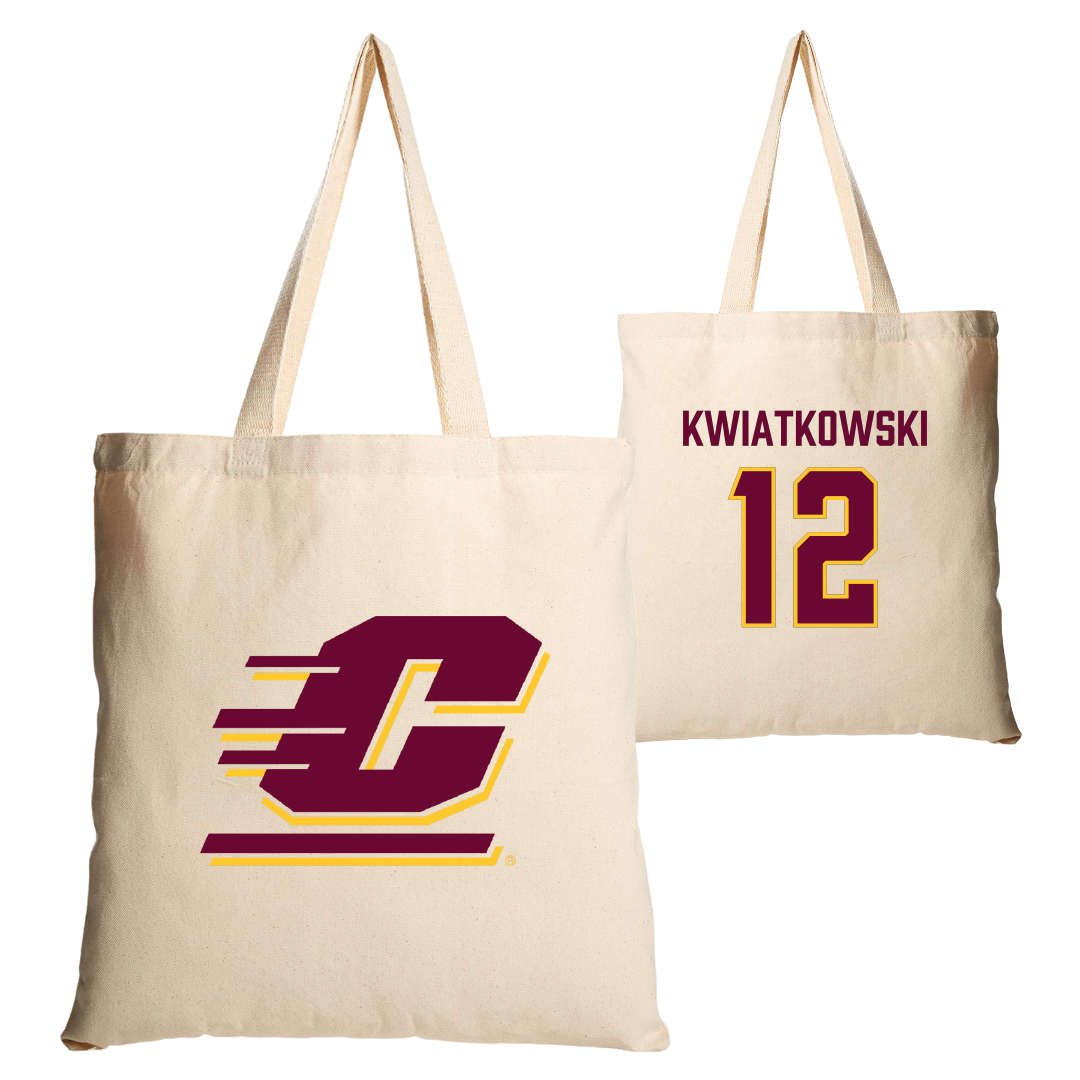Central Michigan University Football Tan Canvas Tote Bag - #12 Jordan Kwiatkowski