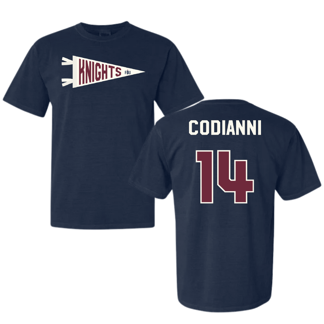 Fairleigh Dickinson University-Metropolitan Campus Lacrosse Navy Pennant Comfort Colors Tee - #14 Nora Codianni