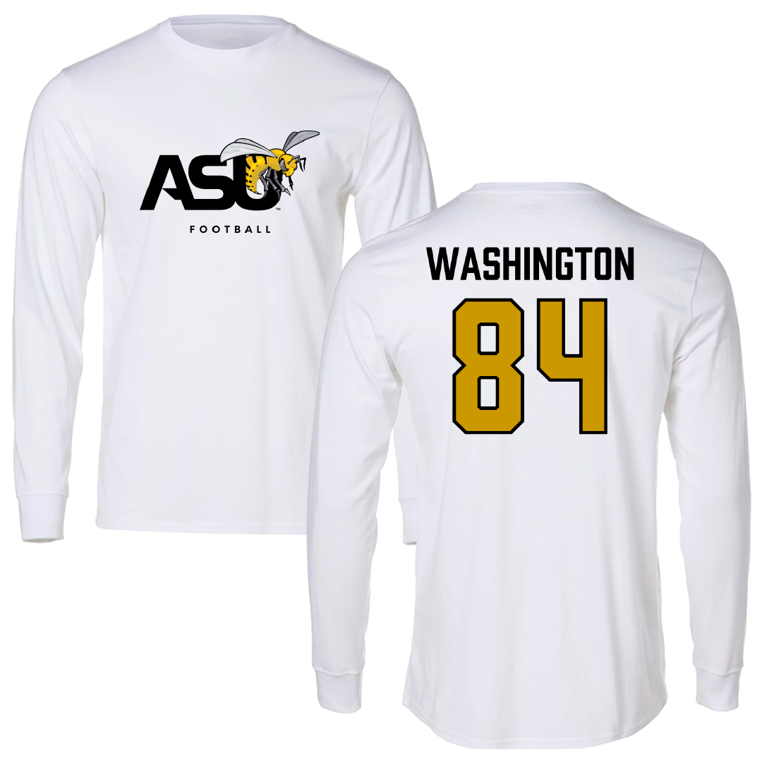 Alabama State University Football White Long Sleeve - #84 Joshua Washington