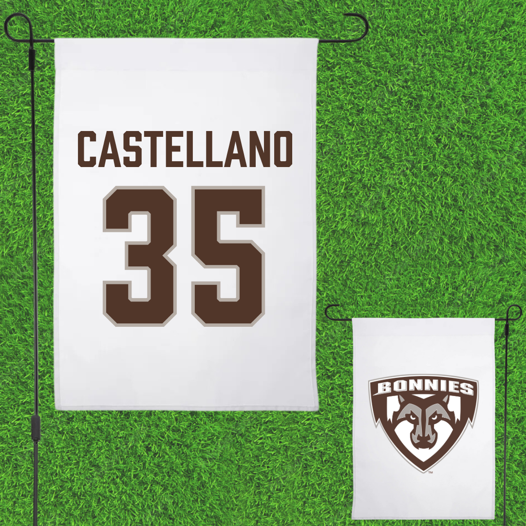 St. Bonaventure University Soccer White Garden Flag - #35 Juliana Castellano
