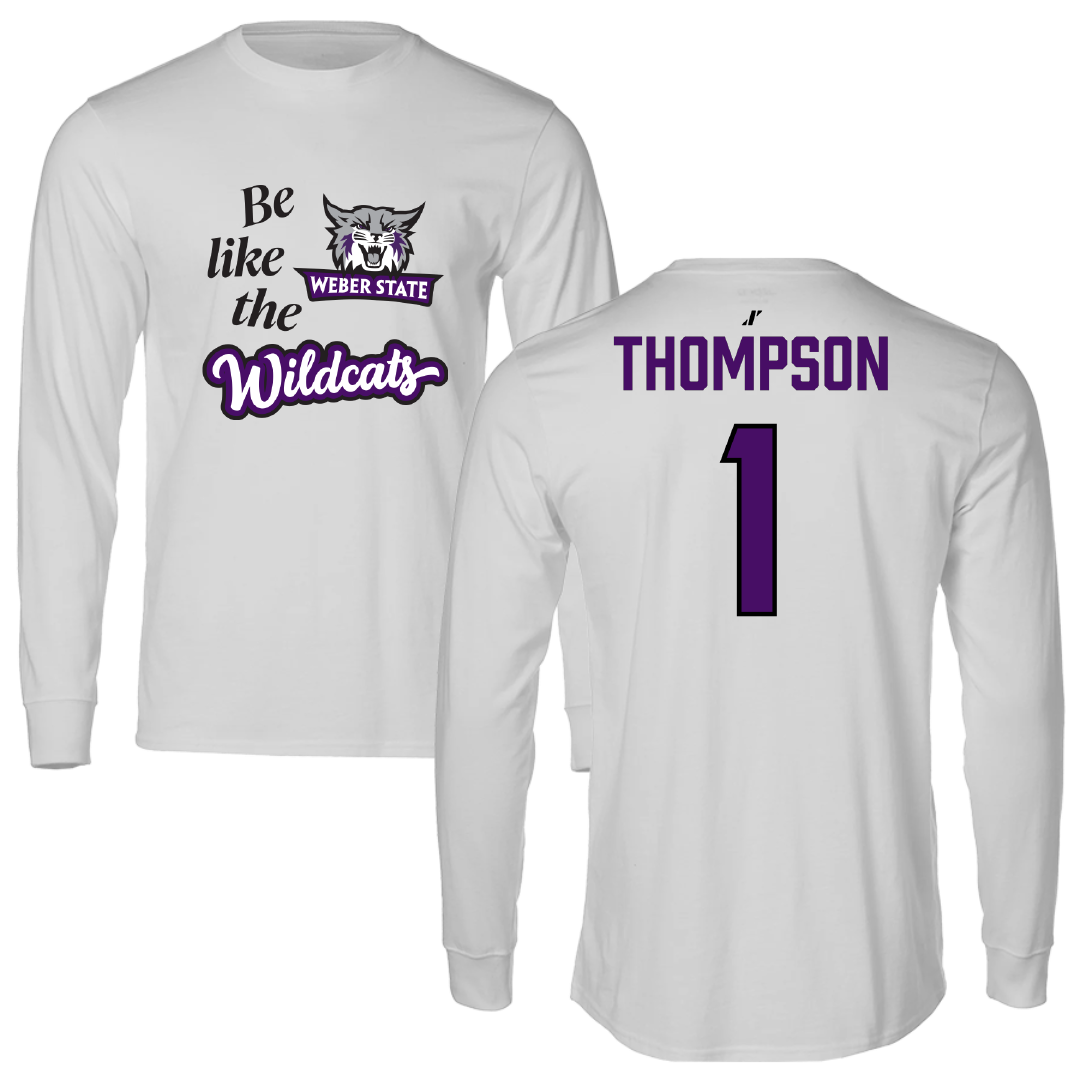 Weber State University Football Light Gray Be Like Us Performance Long Sleeve - #1 Keahnist Thompson