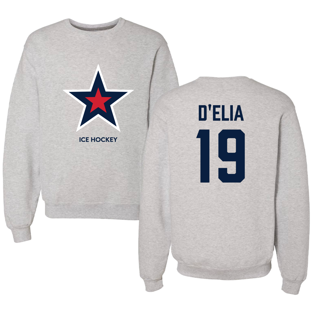 Robert Morris University Ice Hockey (W) Light Gray Crewneck - #19 Thalia D'Elia