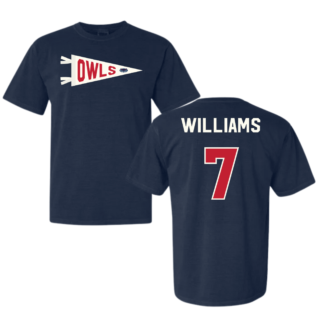 Florida Atlantic University Baseball Navy Pennant Comfort Colors Tee - #7 CJ Williams