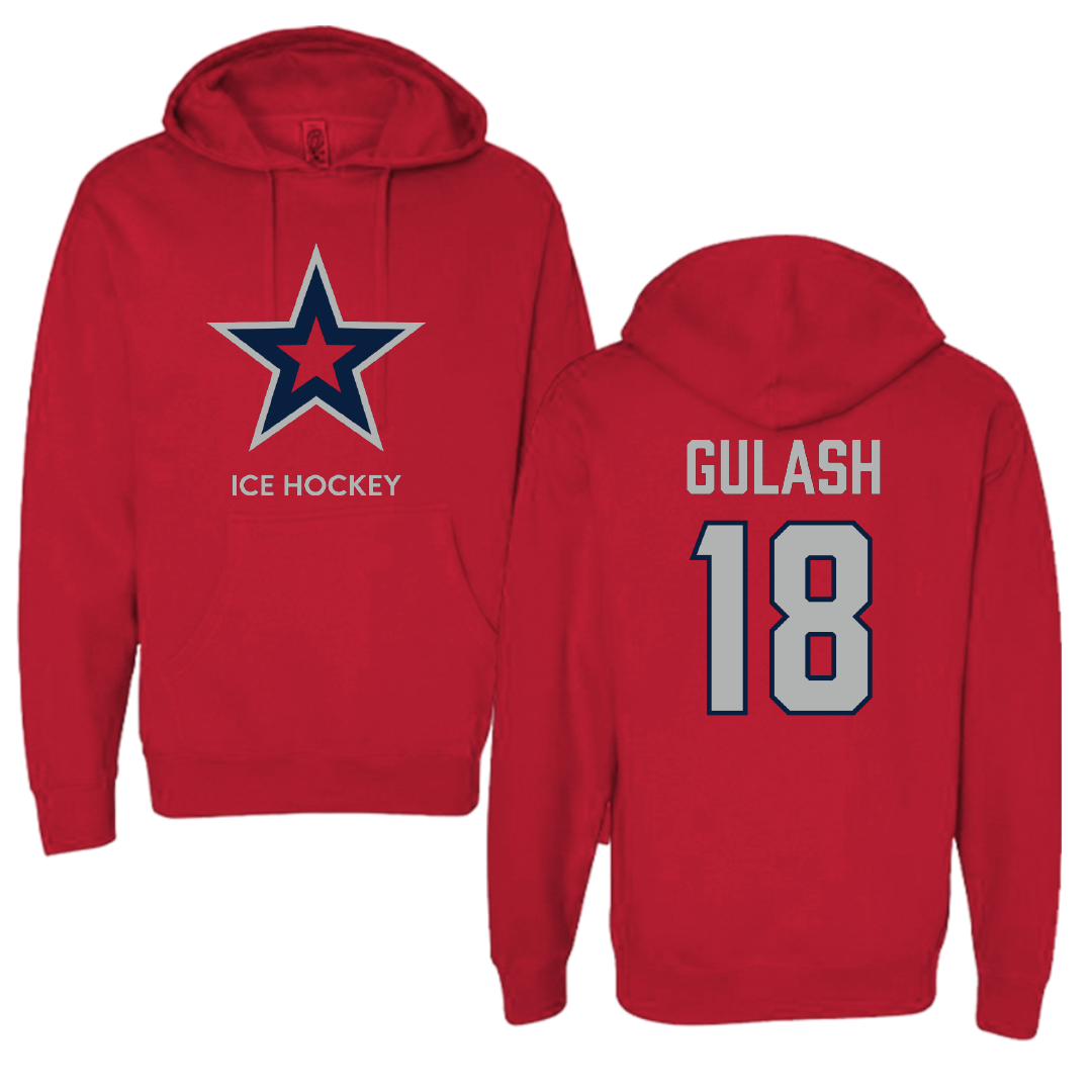 Robert Morris University Ice Hockey (M) Red Mascot Hoodie - #18 Gavin Gulash