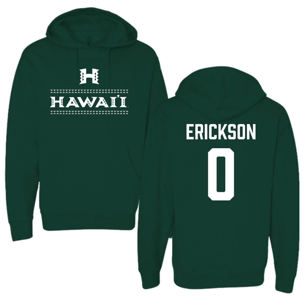 University of Hawaii Basketball (M) Forest Green General Hoodie - #0 Hunter Erickson