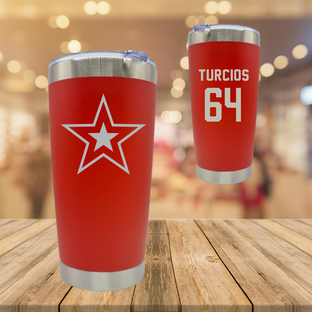 Robert Morris University Football Red Stainless Steel Tumbler - #64 Diego Turcios