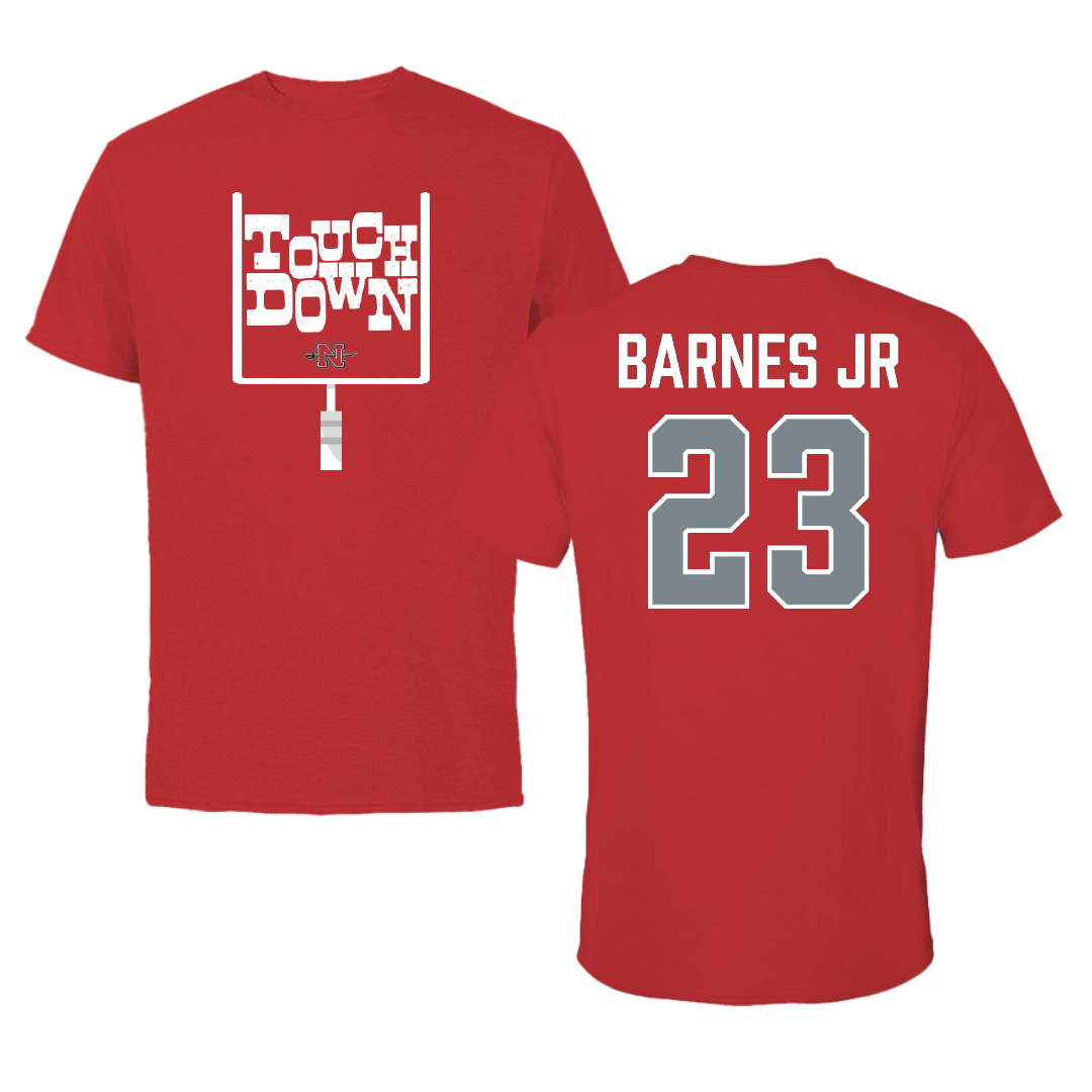 Nicholls State University Football Red Touchdown Tee - #23 Jason Barnes Jr
