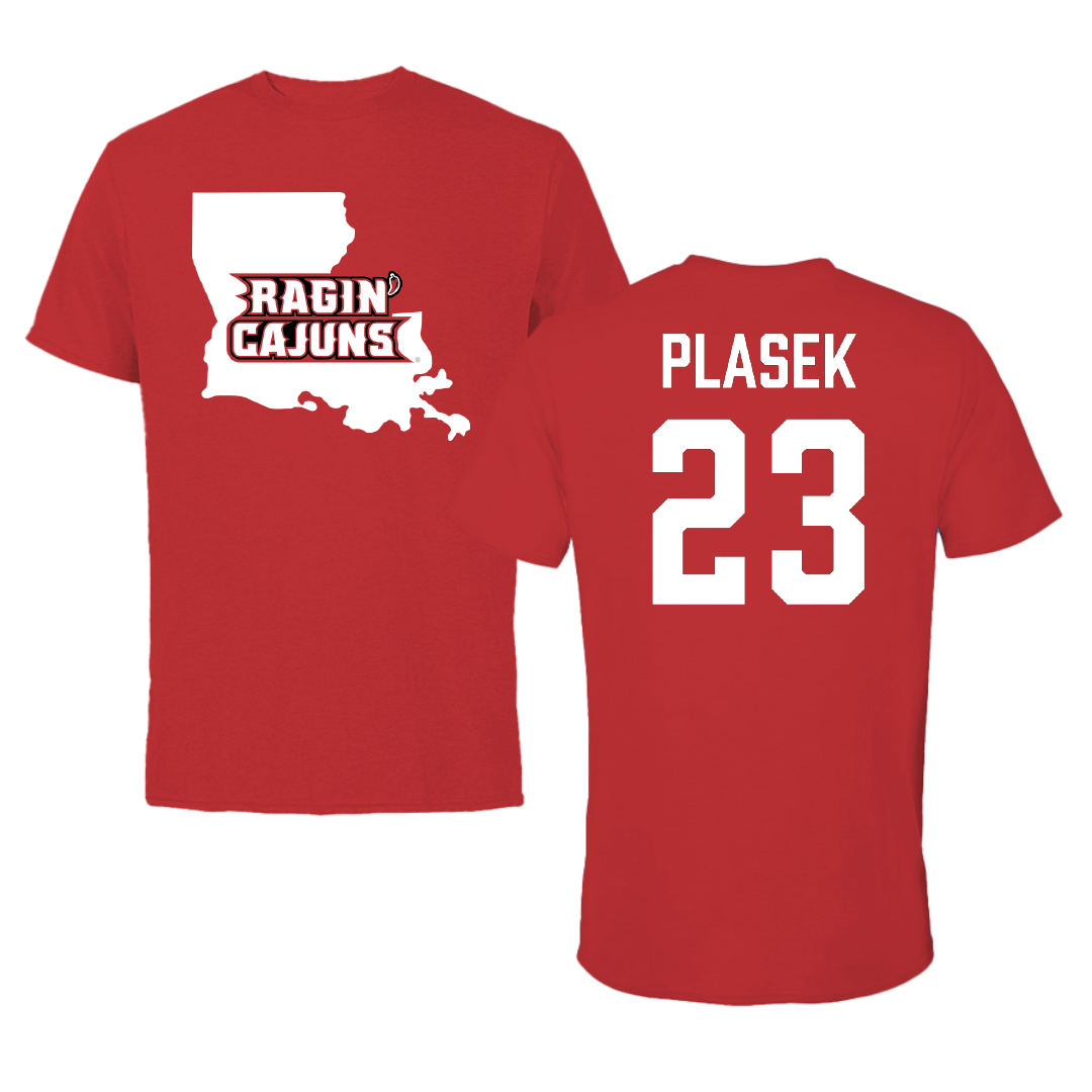 University of Louisiana at Lafayette Soccer Red State Performance Tee - #23 Liberty Plasek