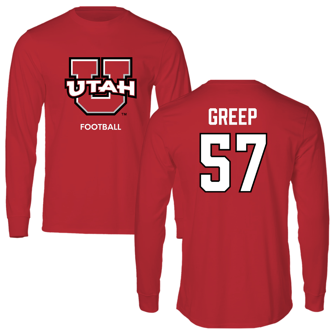 University of Utah Football Red Utes Performance Long Sleeve - #57 JT Greep