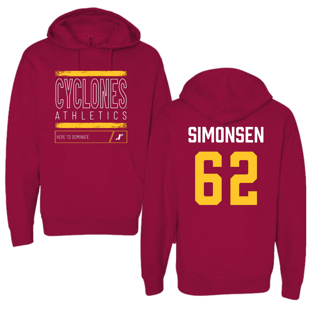 Iowa State University Football Cardinal Dominate Hoodie - #62 Braden Simonsen