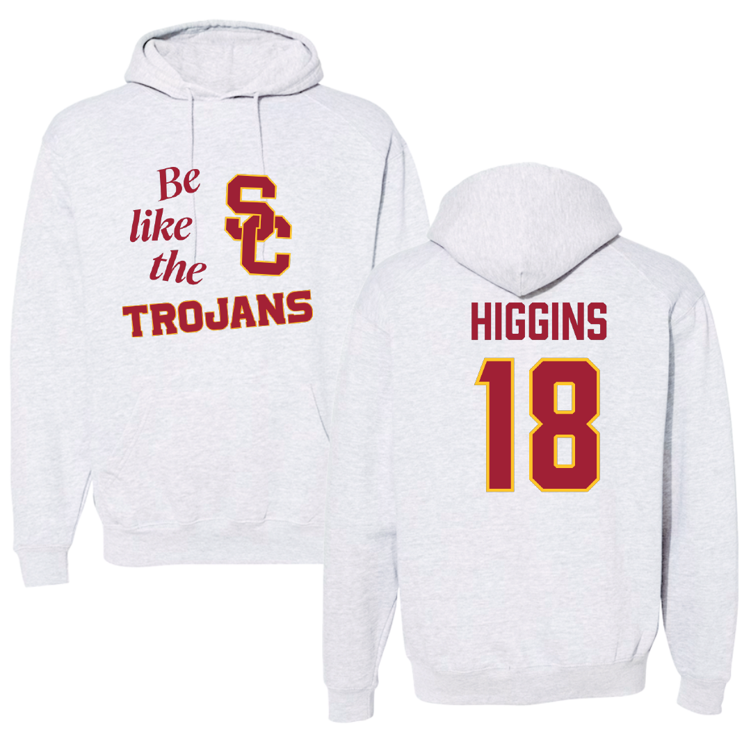 University of Southern California Baseball Light Gray Be Like Us Hoodie - #18 Kade Higgins